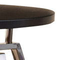 Elegant Table Collection Soft Round Shapes, Silvershield Laminate Tops Black Nickel Base, Aggressive Profile Cocktail Table With Casters