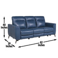 Leather Reclining Sofa Motion Furniture Look Without Compromise Dual Power, Ocean Blue Top Grain Leather Dark Blue Foam Leather 3 Seat