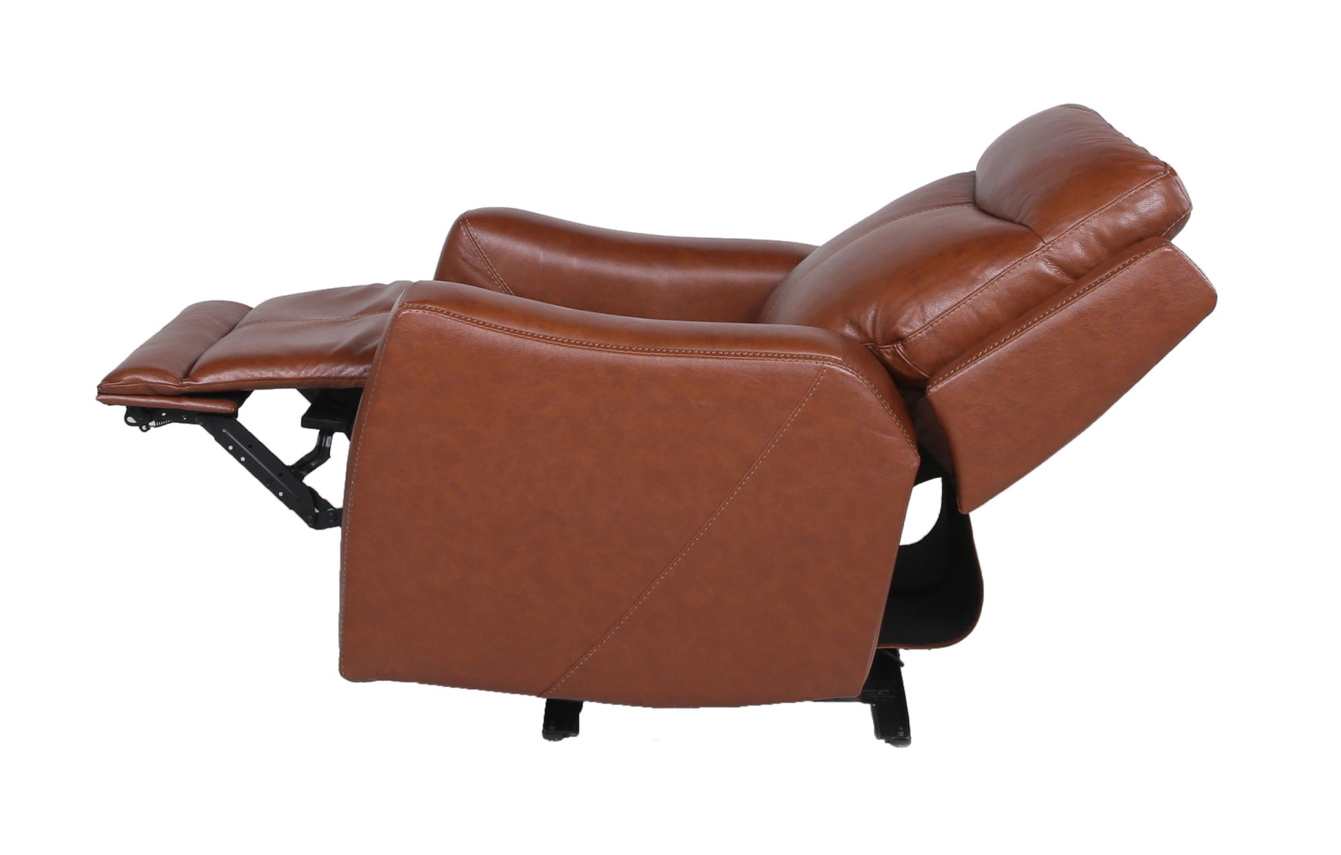 Contemporary Leather Recliner Top Grain Seating, Power Headrest, Power Footrest, Usb Charging Brown Foam Leather