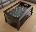 Foosball Cocktail Table Tempered Glass Insert, Locking Casters, Fully Operational Game Fun Addition To Game Or Living Room Cherry Solid Wood Mdf