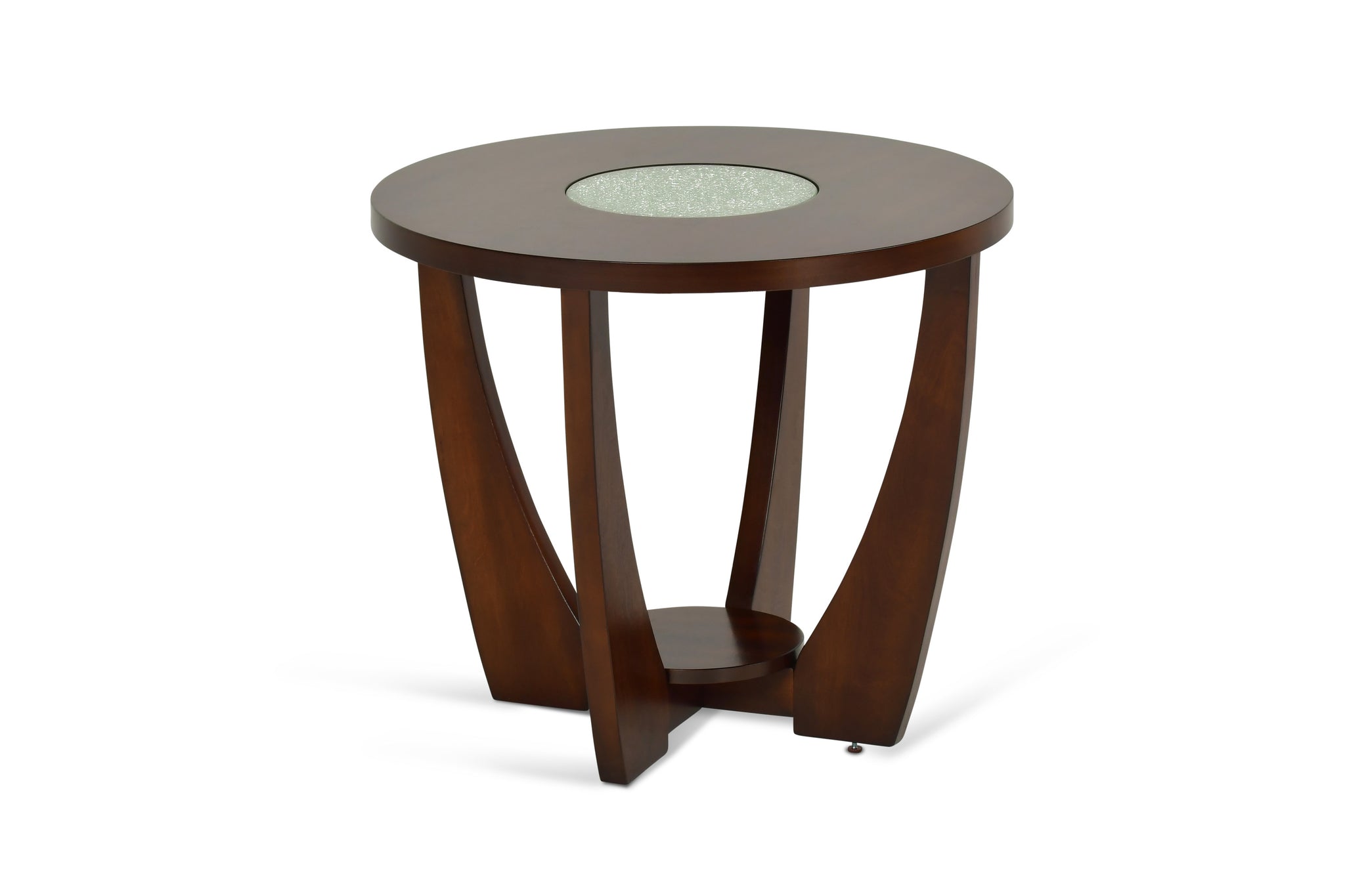 Contemporary Occasional Tables Bold Expression Of Style Soft Flowing Shapes, Crackled Glass Tops Merlot Cherry Finish Cherry Solid Wood Mdf