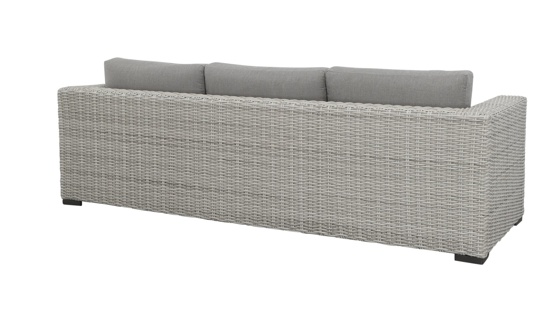 Deep Cushioned Outdoor Sofa W Half Round Wicker Hdpe Resin Wicker, Solution Dyed Acrylic Covers Light Gray Wicker