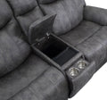 Transitional Console Loveseat Gray Faux Suede, Power Footrest, Power Headrest Concealed Cupholders, Built In Console Comfortable And Durable Design Dark Grey Fabric