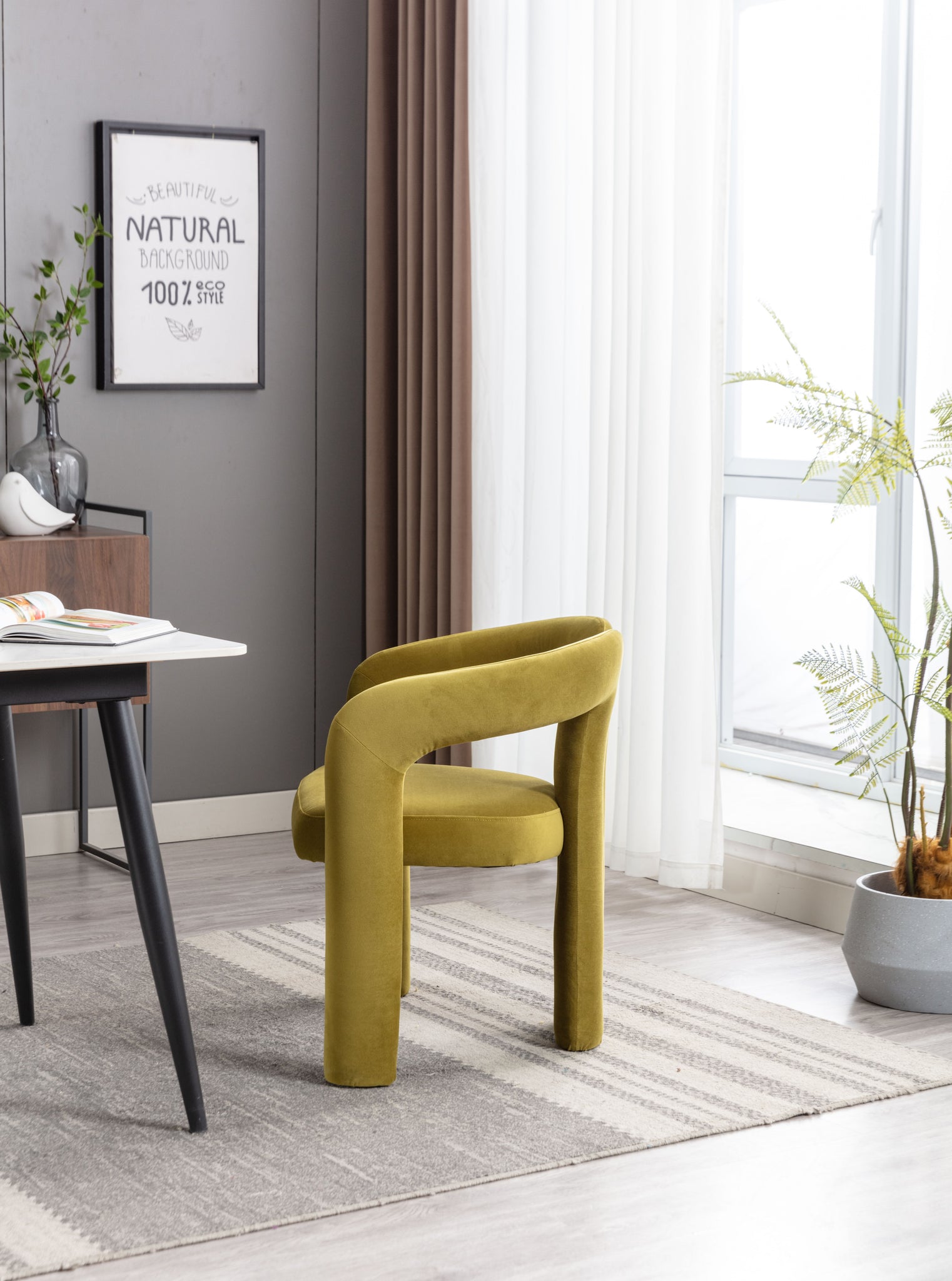 COOLMORE Contemporary Designed Fabric Upholstered olive-velvet