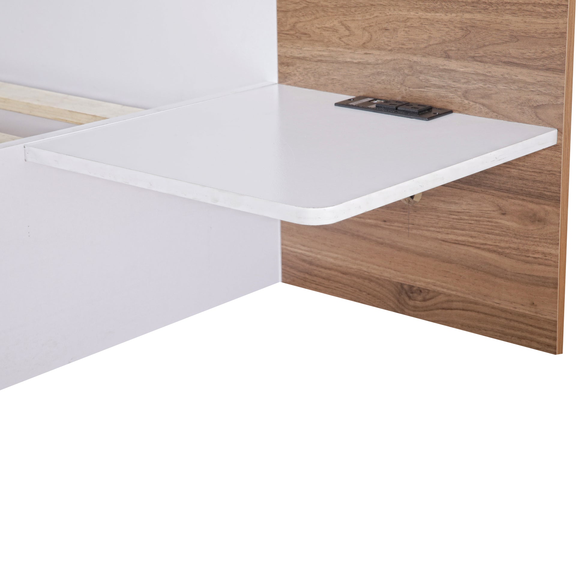 Queen Size Platform Bed With Headboard, Drawers, Shelves, Usb Ports And Sockets, White White Wood