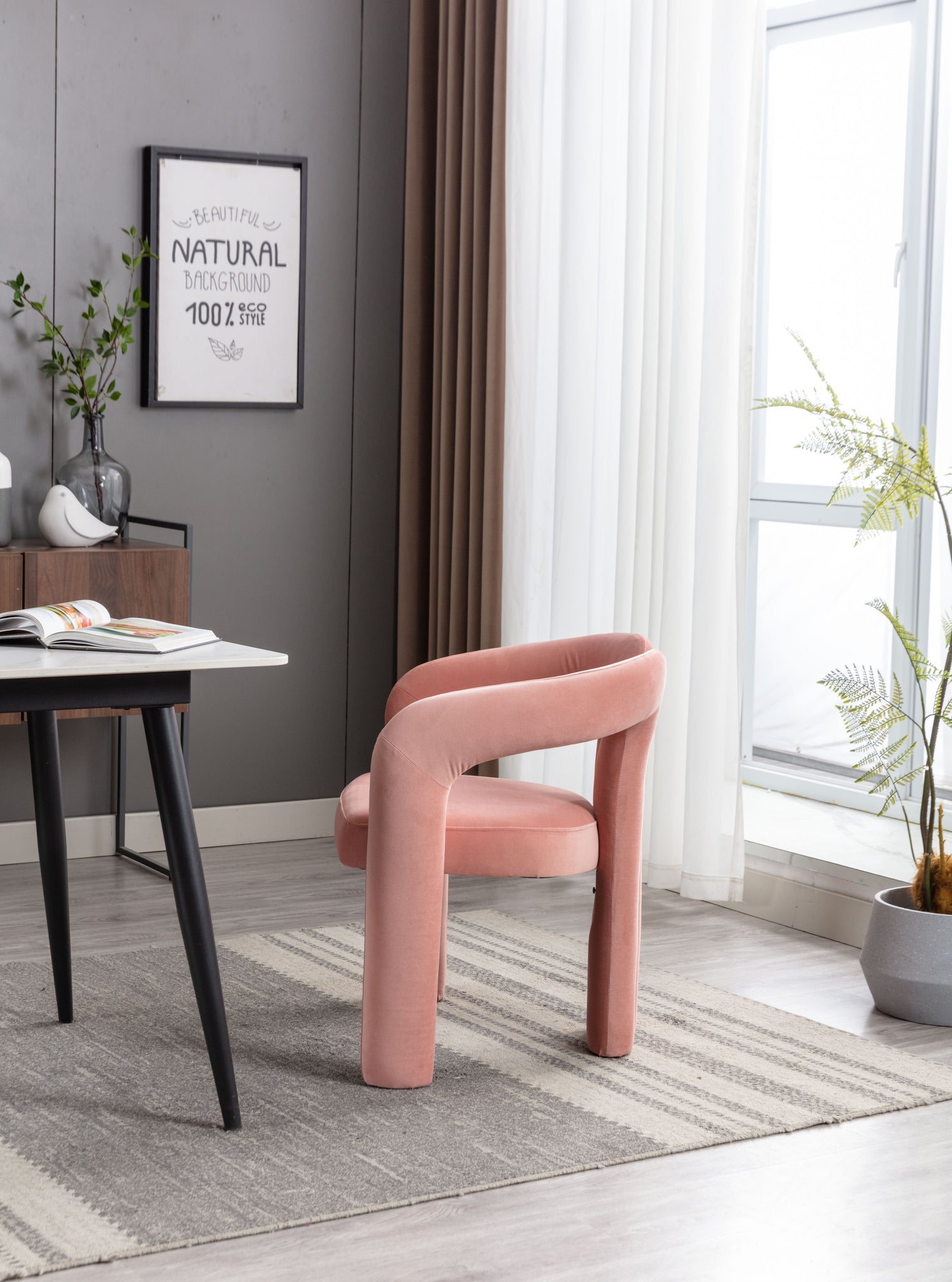 COOLMORE Contemporary Designed Fabric Upholstered pink-velvet
