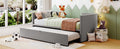 Twin Size Upholstered Daybed With Pop Up Trundle, Gray Twin Gray Upholstered