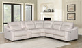 Casa Ivory Sectional Ivory Foam Leather 5 Seat