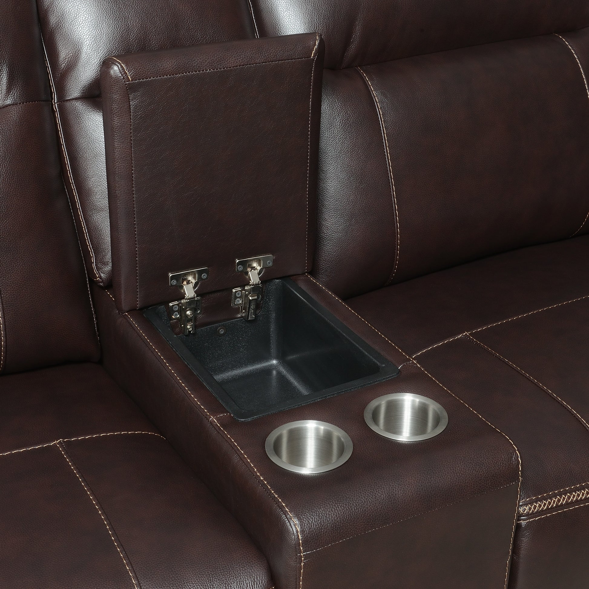 Customizable Dual Power Leather Sectional Top Grain Leather, Power Headrest, Power Footrest Transitional Styling, Perfect Fit Burgundy Foam Leather