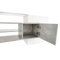 Unique Shape Tv Stand With 2 Illuminated Glass Shelves, High Gloss Entertainment Center For Tvs Up To 88