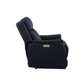 Clean Contemporary Dual Power Recliner Ocean Bluepower Footrest, Power Headrest Easy Care And Convenience Dark Blue Foam Fabric