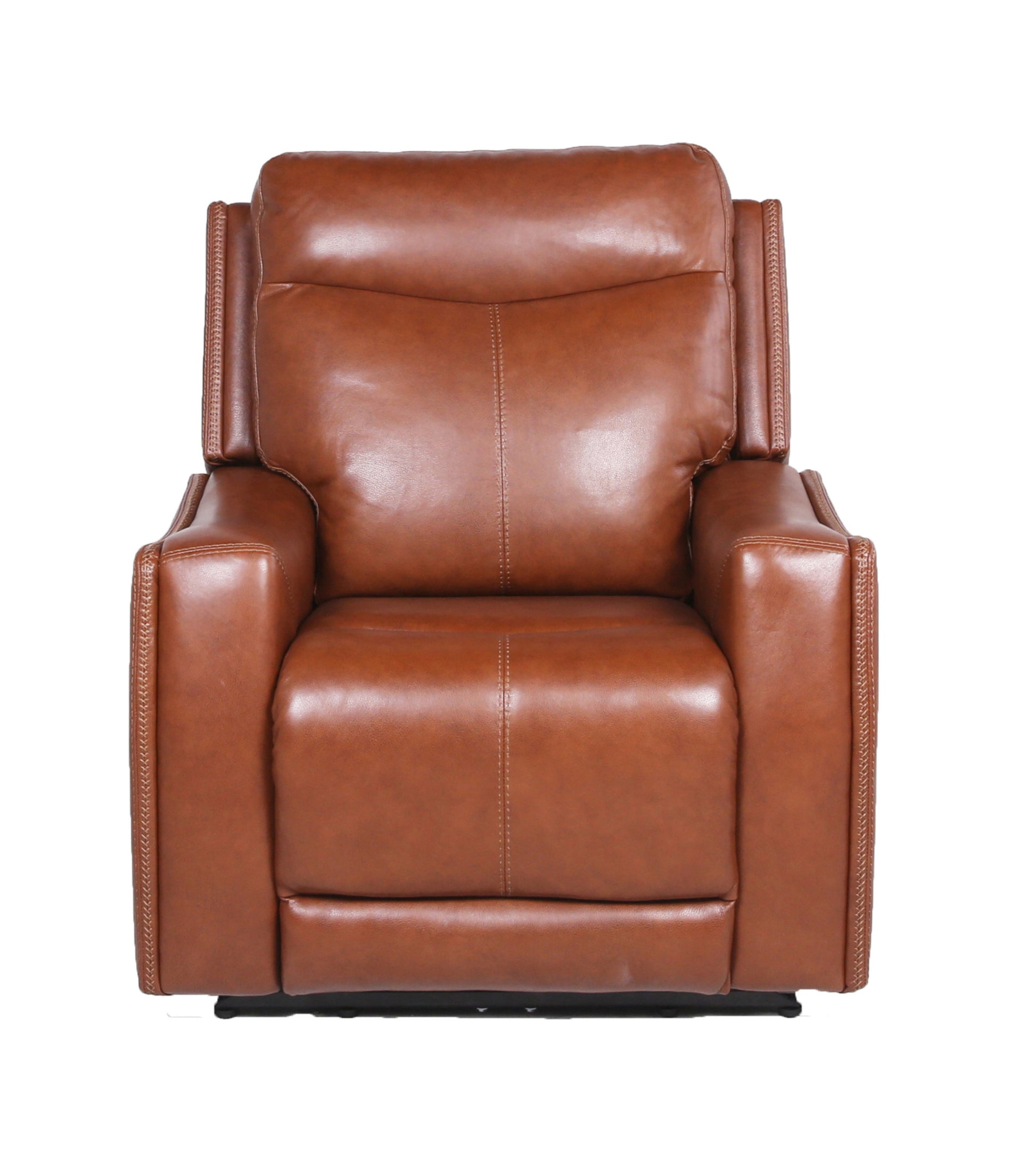 Contemporary Leather Recliner Top Grain Seating, Power Headrest, Power Footrest, Usb Charging Brown Foam Leather