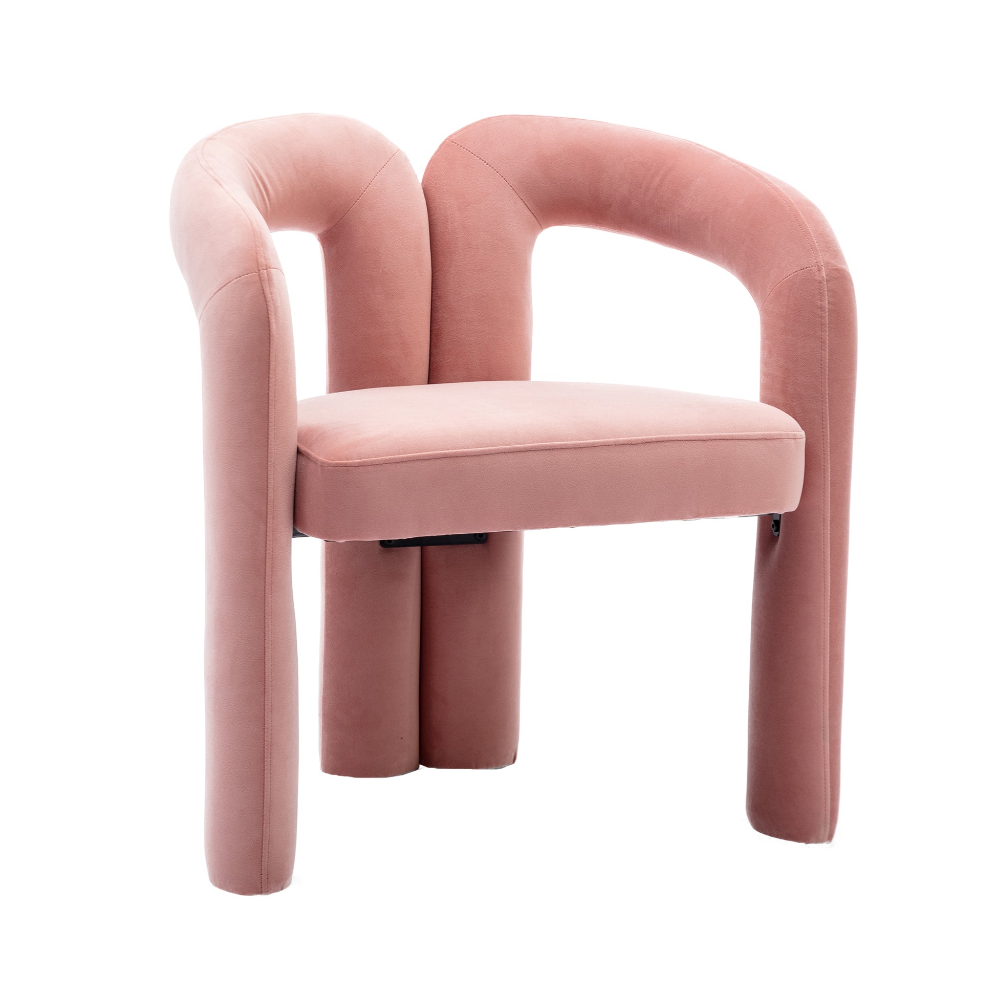 Coolmore Contemporary Designed Velvet Fabric Upholstered Accent Dining Chair Barrel Side Chairs Kitchen Armchair For Living Room Set Of 2 Pink Velvet Pink Foam Velvet