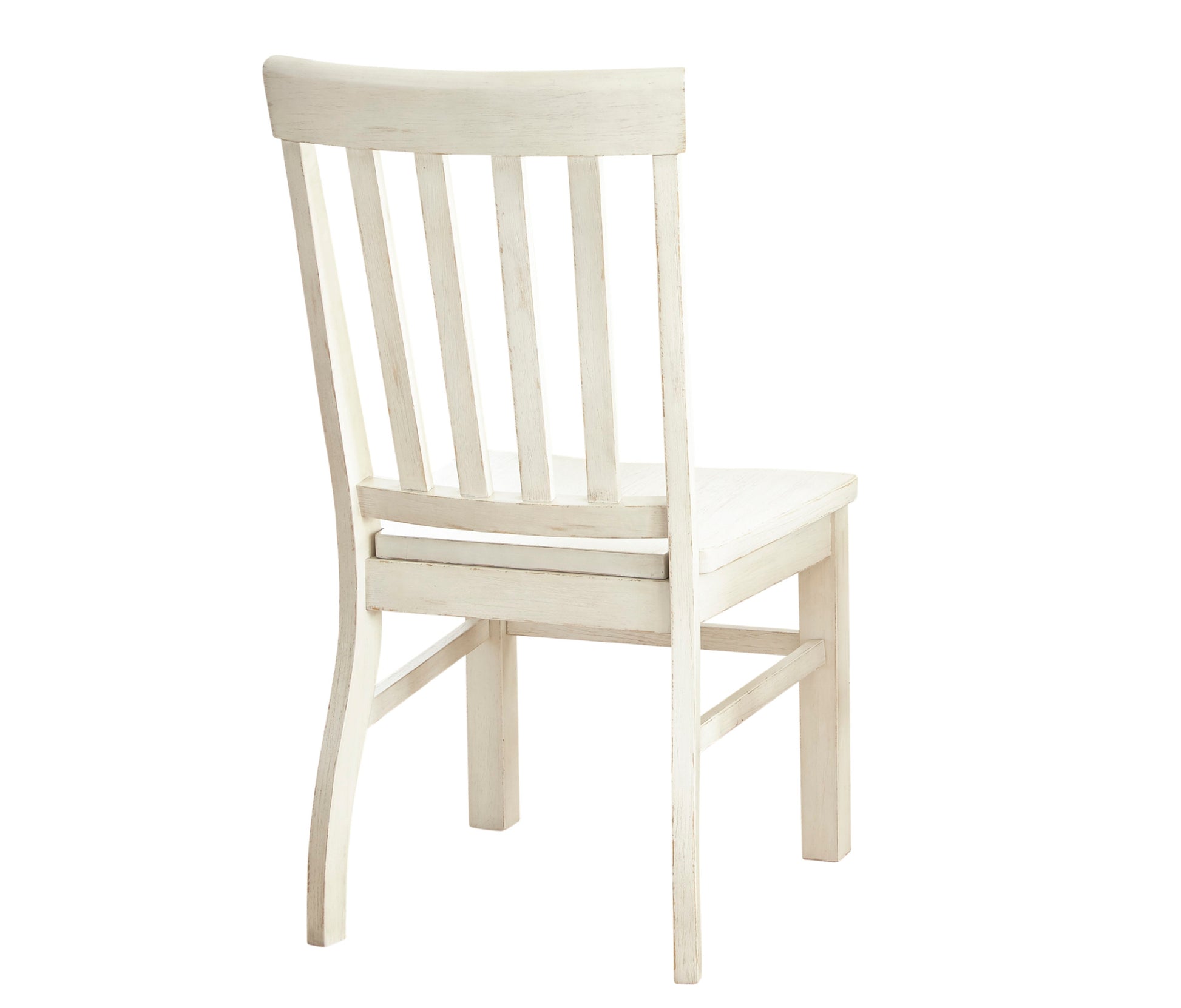 Modern Farmhouse Side Chairs Distressed Antique White, Vertical Slat Back, Scooped Seats, Sturdy Design, Set Of 2 Chairs Ivory Foam Solid Wood Mdf