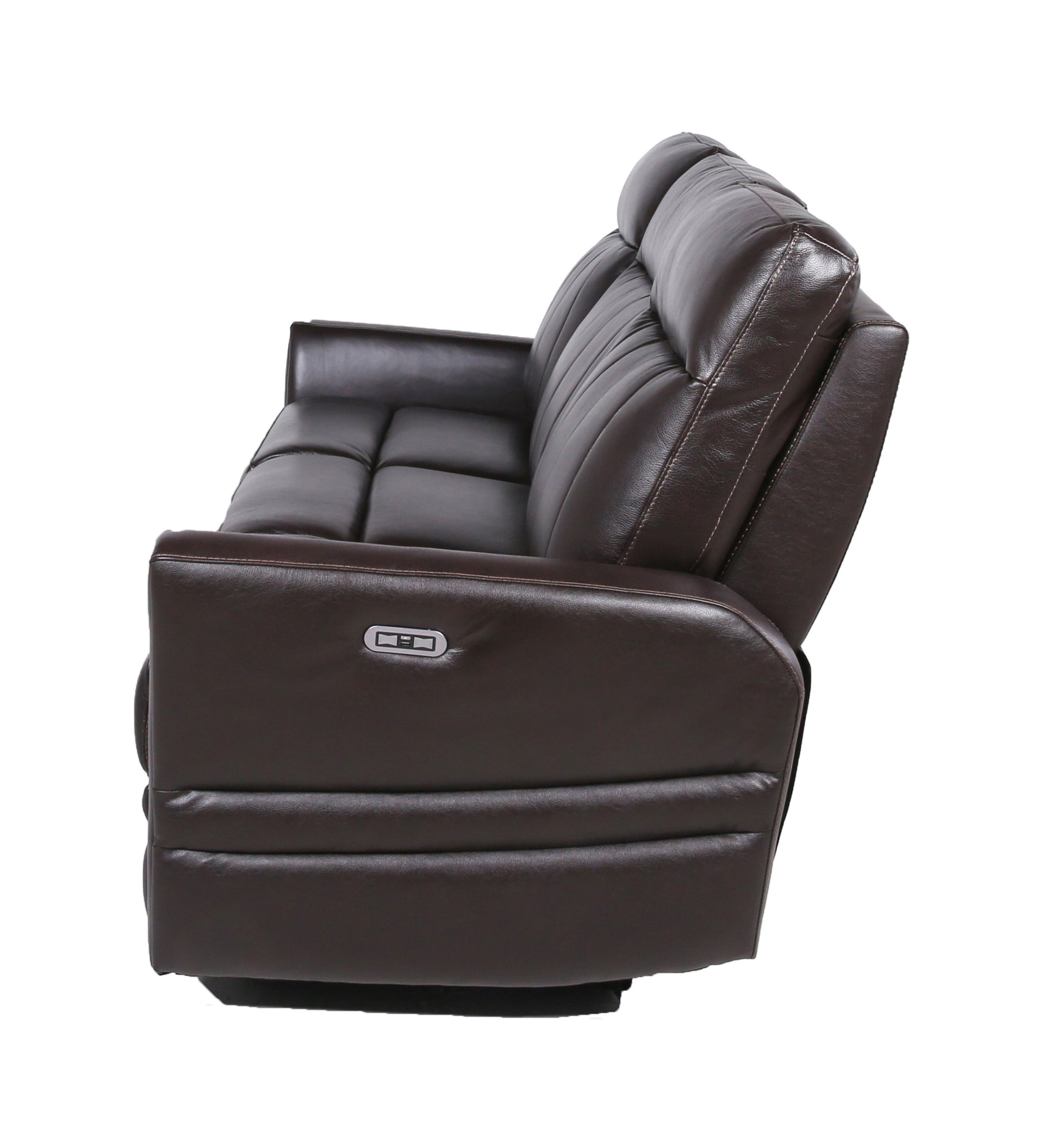 Luxury Power Reclining Sofa Recliner In Dark Brown Top Grain Leather Ultimate Comfort With Power Leg Rest And Articulating Headrest Elegant And Relaxing Furniture For Living Room Or Home Theater Brown Leather 3 Seat