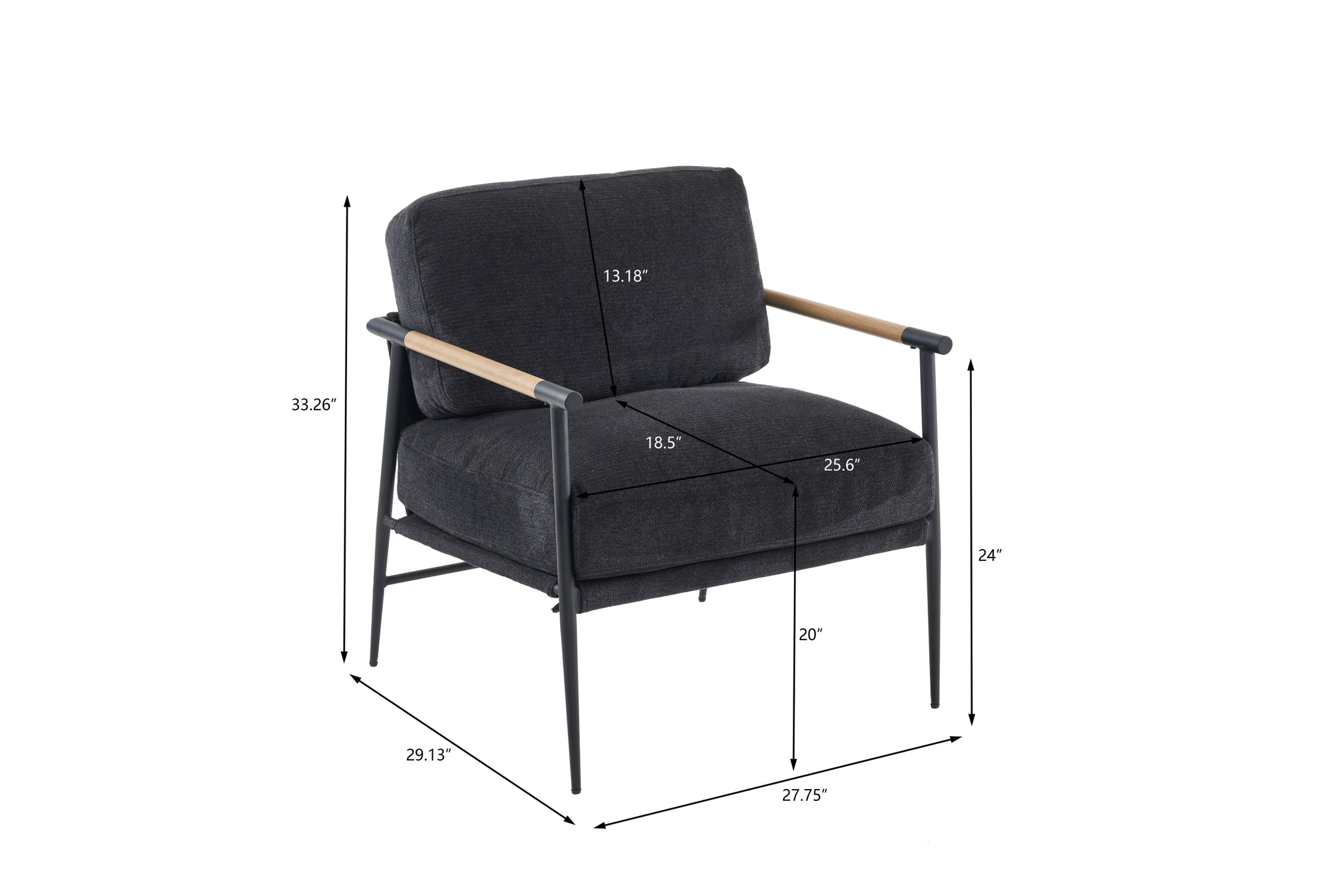 Leisure chair lounge chair velvet Black color black-velvet