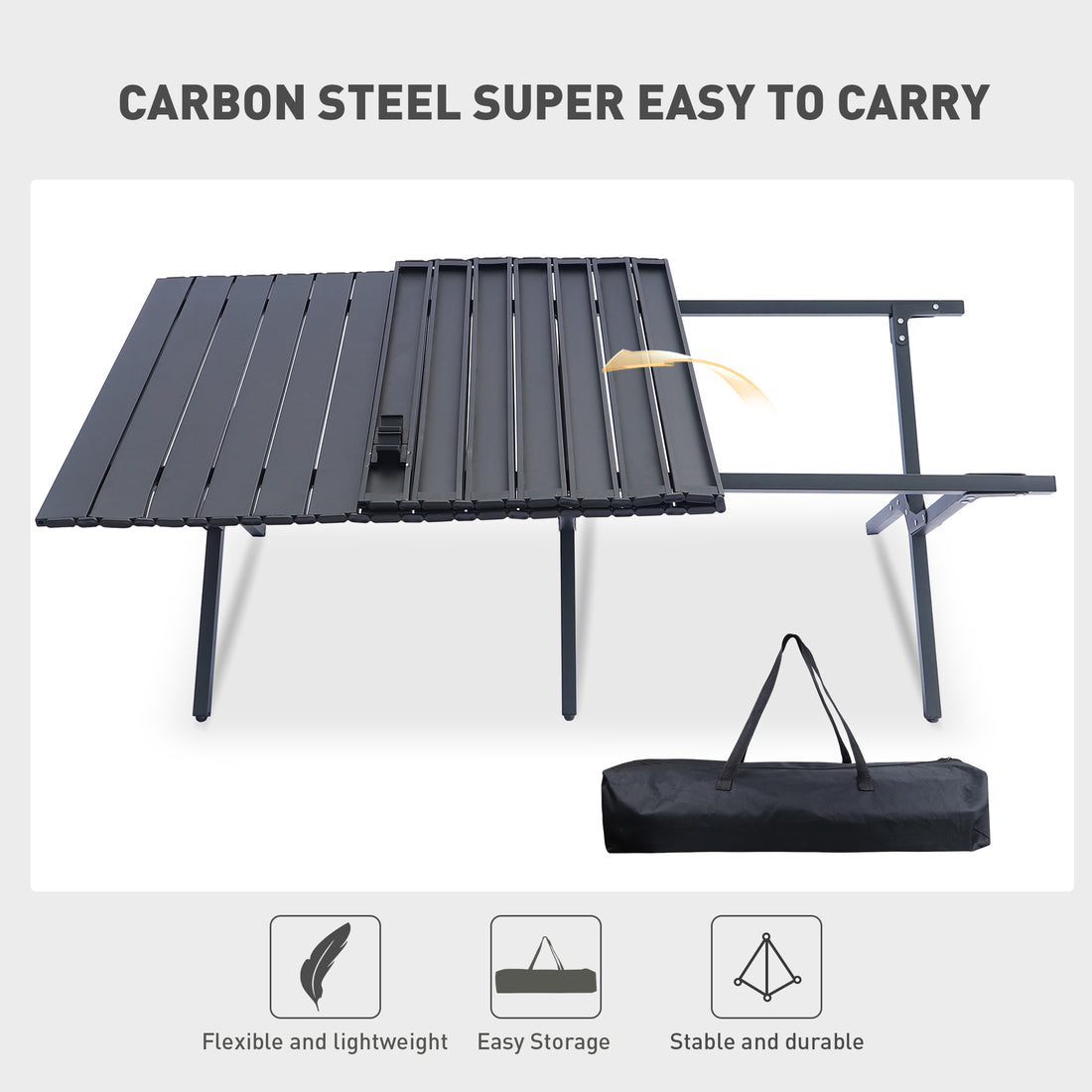 Camping Table Portable Table Folding Table with Carry black-steel