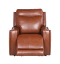 Contemporary Leather Recliner Top Grain Seating, Power Headrest, Power Footrest, Usb Charging Brown Foam Leather