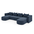 U Shape Sectional Sofa Including Two Single Seats And Two Chaises, Modular Sofa, Diy Combination, Loop Yarn Fabric, Navy Navy Wood Medium Soft Tight Back Eucalyptus Square Arms Polyester 4 Seat