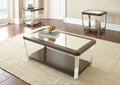 Sophisticated Cocktail Table Collection Espresso Finish, Mirrored Tops, Stainless Steel Legs Function And Style Espresso Solid Wood Mdf