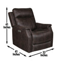 Compact Dual Power Recliner Contemporary Styling, Walnut Power Footrest, Power Headrest, Usb Charging Walnut Foam Fabric