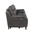 Luxurious Top Grain Leather Reclining Sofa Power Footrest, Power Headrest High Leg Design, Stylish And Comfortable Charcoal Grey Foam Leather 3 Seat