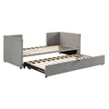 Twin Size Upholstered Daybed With Pop Up Trundle, Gray Twin Gray Upholstered