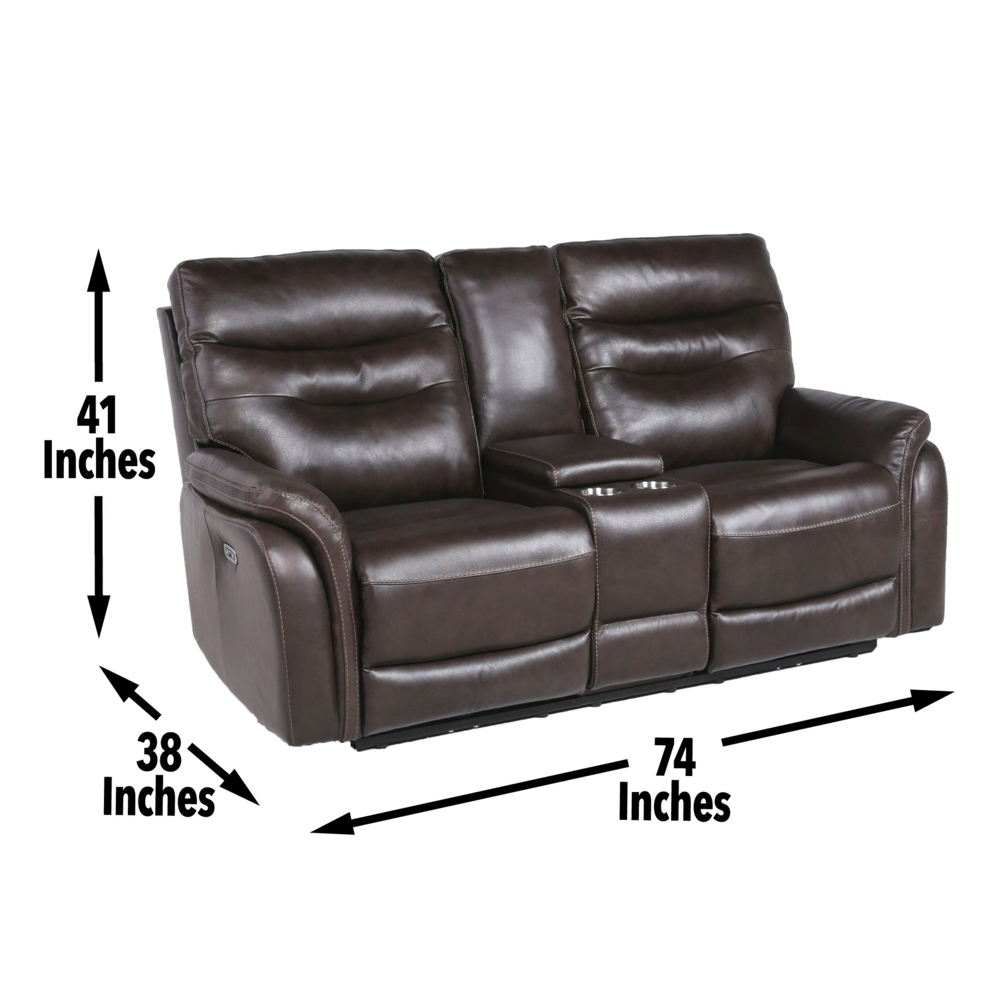 Contemporary Recliner Console Loveseat Coffee Coffee Or Wine Color Options Power Reclining, Usb Port Coffee Foam Leather