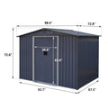 Outdoor Storage Shed 8 X 6 Ft Large Metal Tool Sheds, Heavy Duty Storage House With Sliding Doors With Air Vent For Backyard Patio Lawn To Store Bikes, Tools, Lawnmowers Dark Grey Dark Grey Rectangular None Garden & Outdoor Modern Year Round Use Anchored