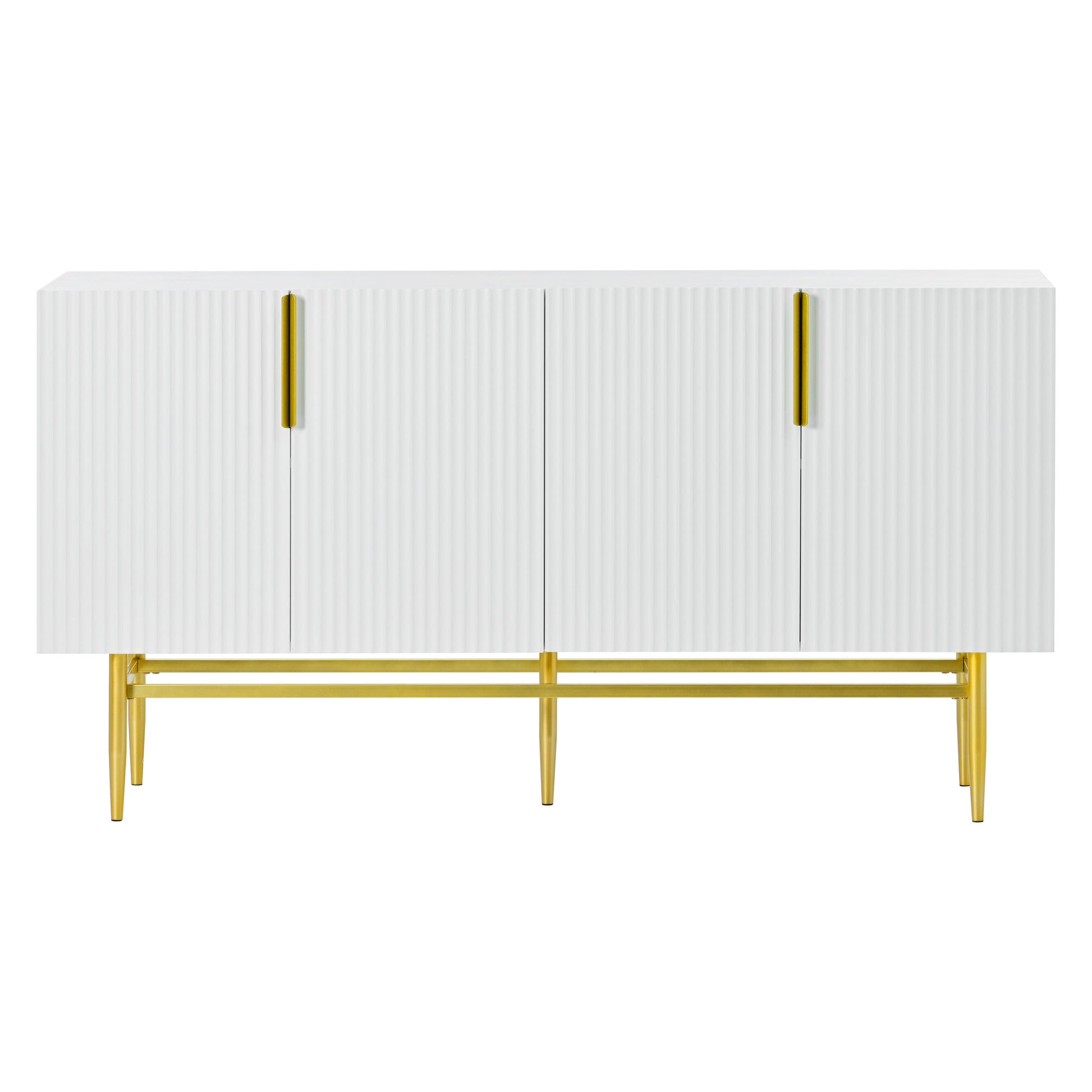Modern Elegant 4 door Sideboard Gold Metal white-particle board