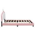 Full Size Upholstered Princess Bed With Crown Headboard,Full Size Platform Bed With Headboard And Footboard,White Pink Pink Pu