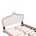 Full Size Upholstered Princess Bed With Crown Headboard,Full Size Platform Bed With Headboard And Footboard,White Pink Pink Pu
