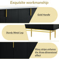 Modern Elegant 4 Door Sideboard Gold Metal Handle Buffet Cabinet For Dining Room, Living Room, Bedroom, Hallway Black Black Particle Board