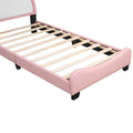 Cute Twin Size Upholstered Bed With Unicorn Shape Headboard,Twin Size Platform Bed With Headboard And Footboard,White Pink Pink Pu