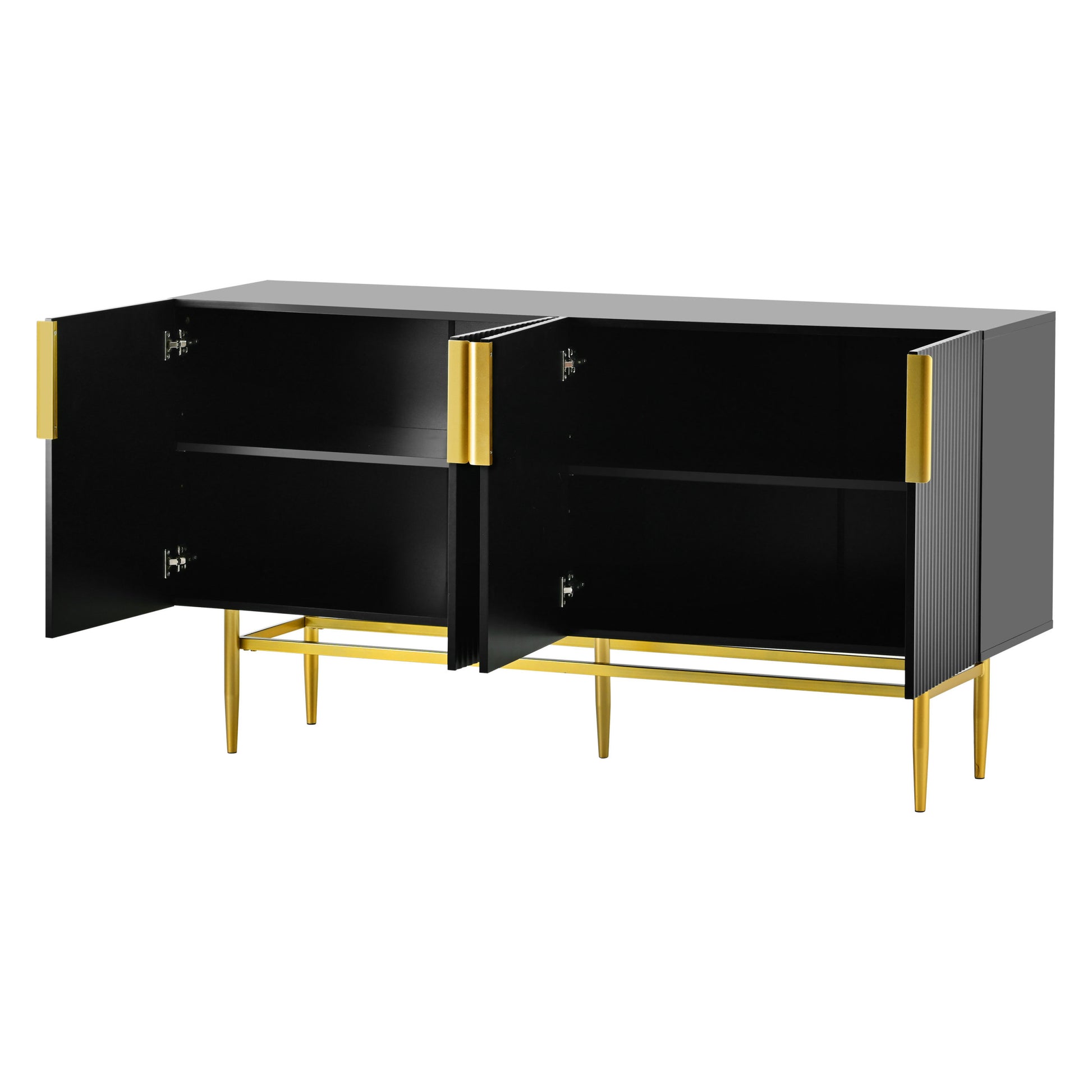 Modern Elegant 4 door Sideboard Gold Metal black-particle board