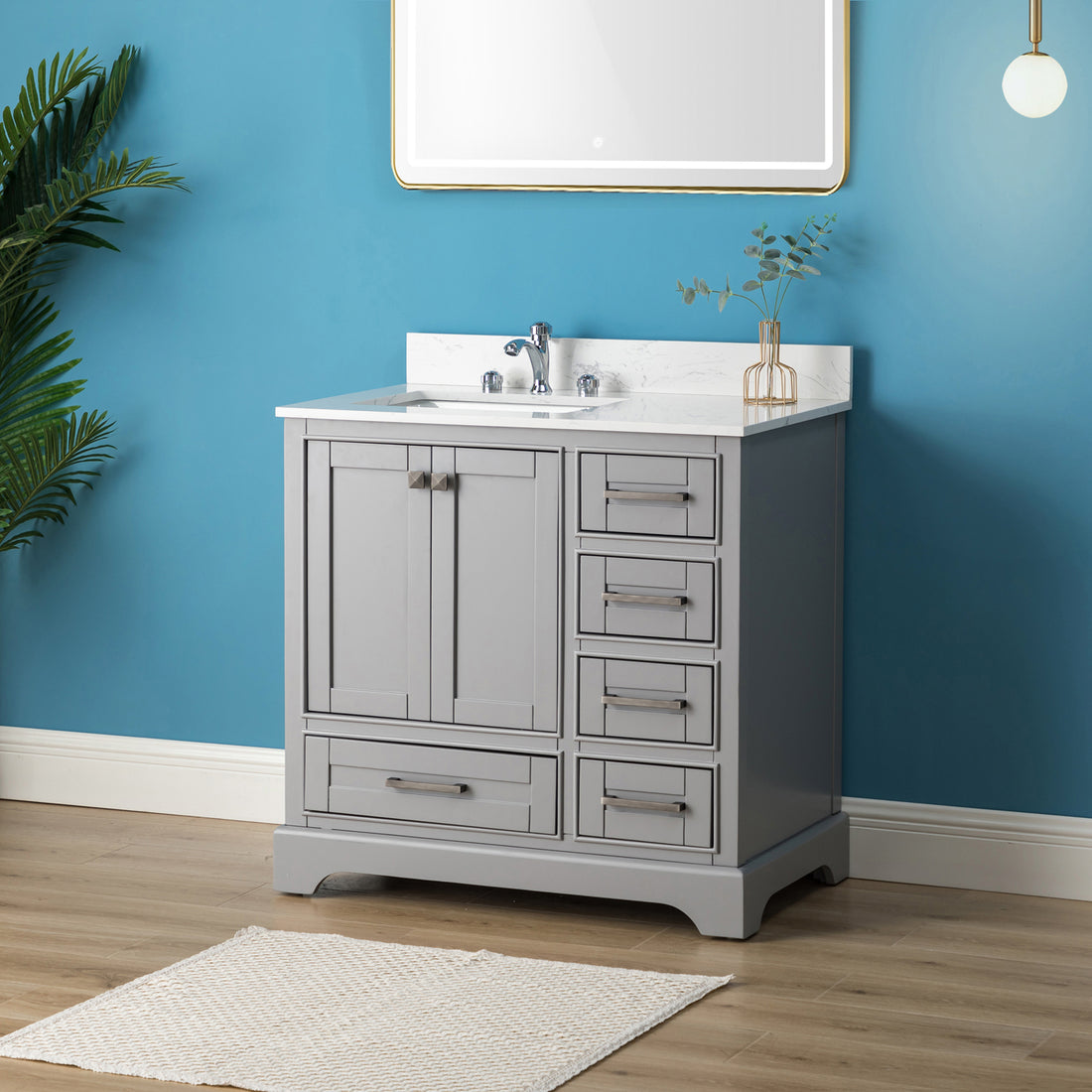 Myriam 36" Single Bathroom Vanity Set Grey - Grey