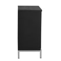 Simple Storage Cabinet Accent Cabinet With Solid Wood Veneer And Metal Leg Frame For Living Room, Entryway, Dining Room Black Black Mdf