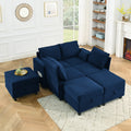 Arm Single Seat Of Module Sofa, Navy Blue Corduroy Velvet, Spring Pack Cushions Dark Gray Corduroy