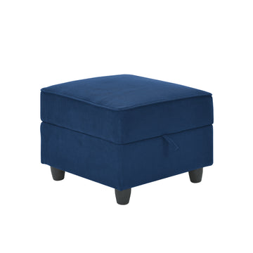 Ottoman Of Module Sofa, Navy Blue Corduroy Velvet, Spring Pack Cushions Dark Gray Corduroy