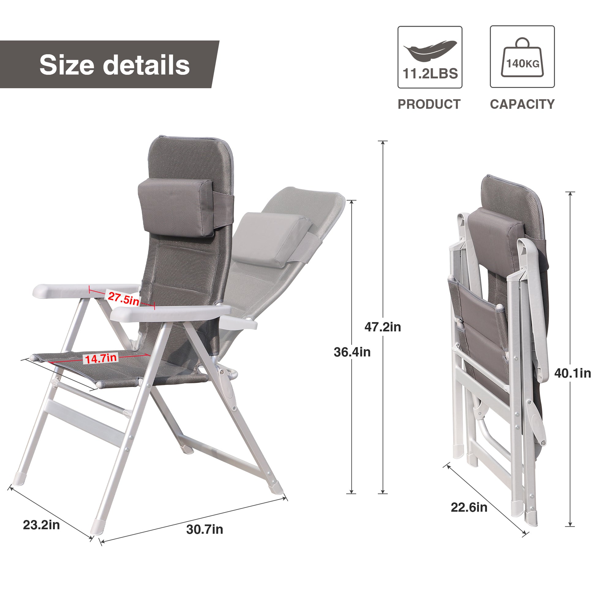 Aluminum Alloy Lounge Chair Adjustable Recliner w