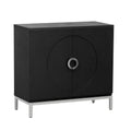 Simple Storage Cabinet Accent Cabinet With Solid Wood Veneer And Metal Leg Frame For Living Room, Entryway, Dining Room Black Black Mdf