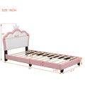 Twin Size Upholstered Princess Bed With Crown Headboard,Twin Size Platform Bed With Headboard And Footboard,White Pink Pink Pu