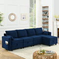 Single Seat Of Module Sofa Without Armrest, Navy Blue Corduroy Velvet Navy Corduroy