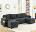 Middle Seat Of Module Sofa Without Armrest, Gray Corduroy Velvet Navy Corduroy