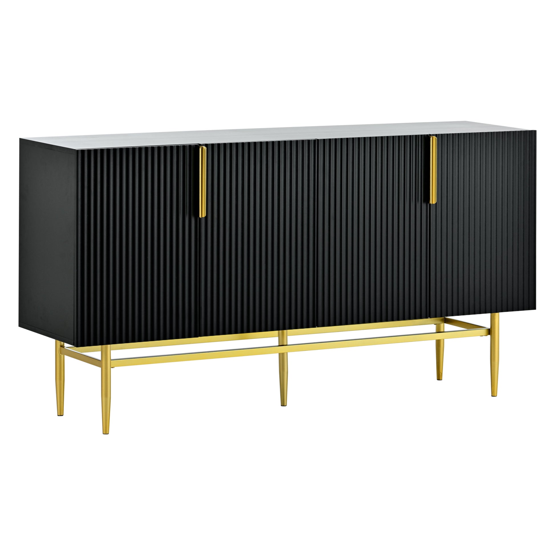 Modern Elegant 4 door Sideboard Gold Metal black-particle board