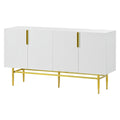 Modern Elegant 4 Door Sideboard Gold Metal Handle Buffet Cabinet For Dining Room, Living Room, Bedroom, Hallway White White Particle Board