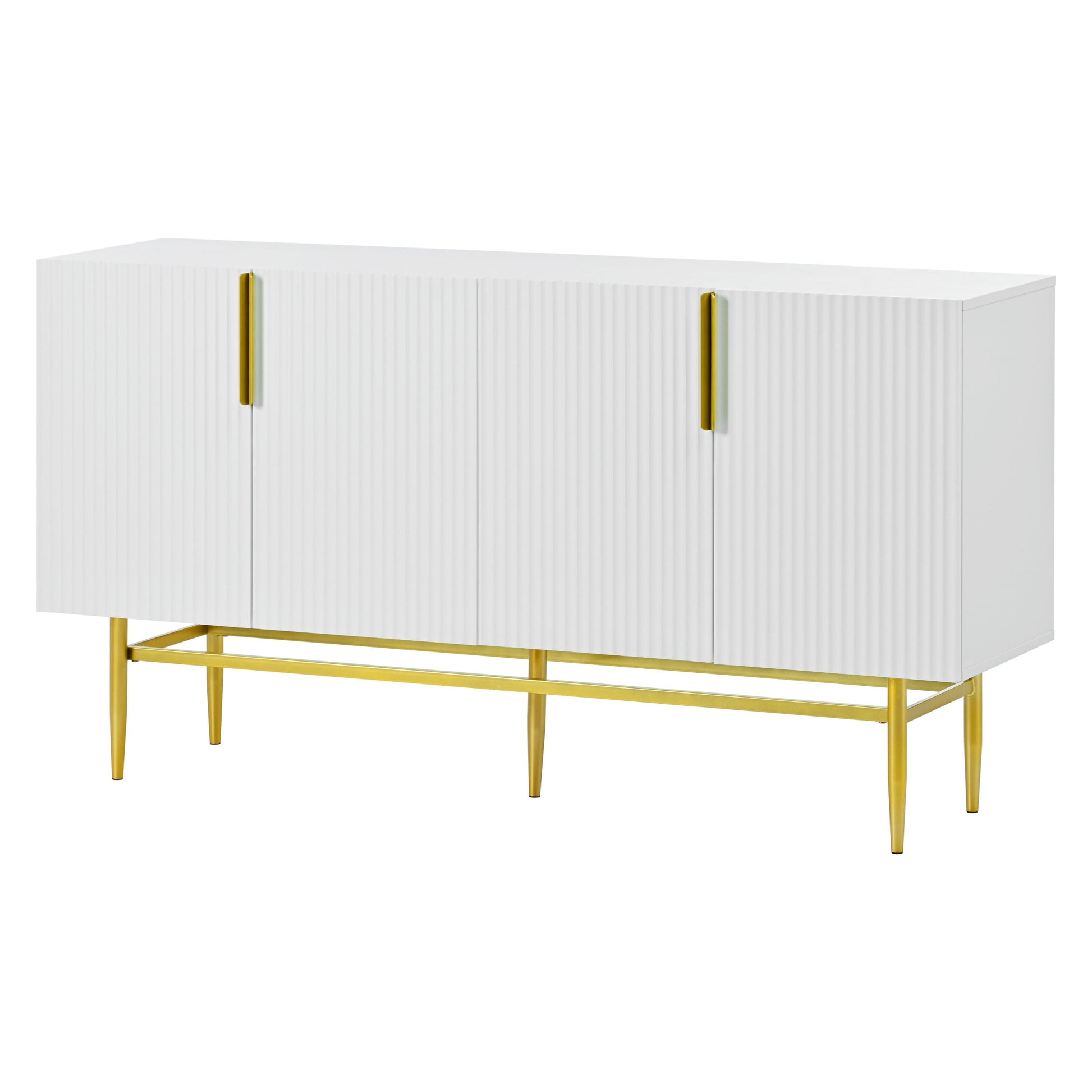 Modern Elegant 4 door Sideboard Gold Metal white-particle board