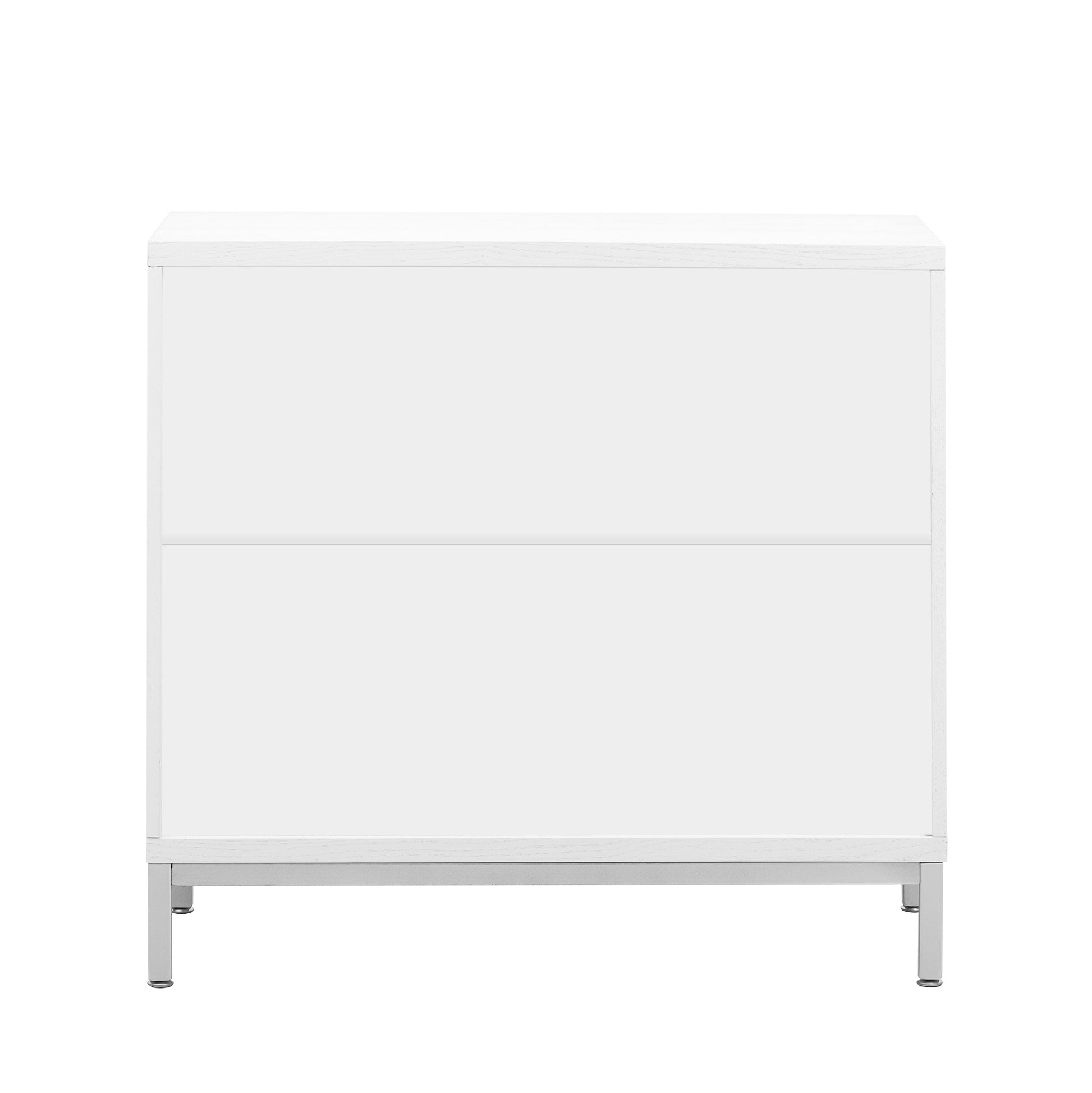 Simple Storage Cabinet Accent Cabinet With Solid Wood Veneer And Metal Leg Frame For Living Room, Entryway, Dining Room White White Mdf