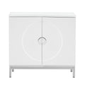 Simple Storage Cabinet Accent Cabinet With Solid Wood Veneer And Metal Leg Frame For Living Room, Entryway, Dining Room White White Mdf