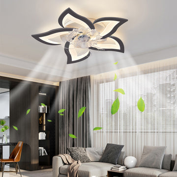 27In Ceiling Fan With Lights Remote Contro Dimmable Led,6 Gear Wind Speed Fan Light Black Modern Acrylic